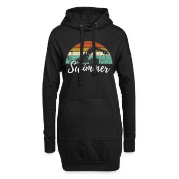 Schwimmen Schwimmer Retro - Hoodie-Kleid - Schwarz - Vorne