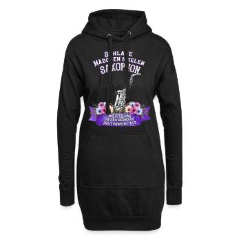 Saxophon Instrument Spruch Mädchen Musik - Hoodie-Kleid - Schwarz - Vorne