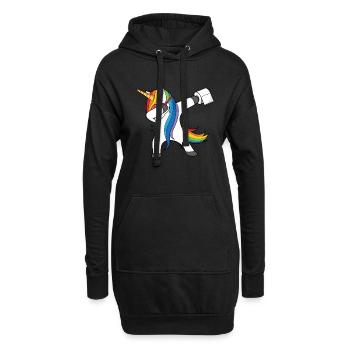 Einhorn Klopapier Dabbing Unicorn Lustiges Motiv - Hoodie-Kleid - Schwarz - Vorne