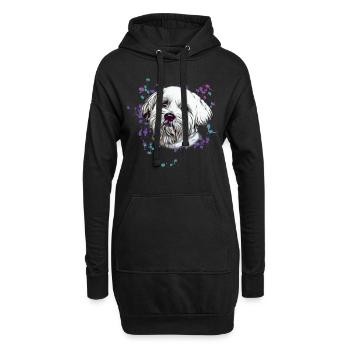 Maltese Dog Hunde Malteser Portrait Geschenk - Hoodie-Kleid - Schwarz - Vorne