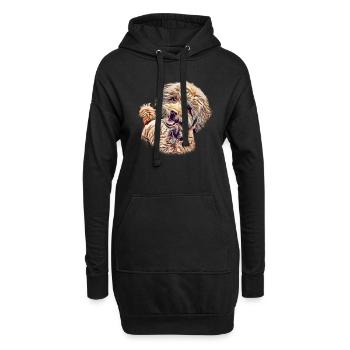 Poodle Chien chien chien cadeau de portrait - Sweat-shirt à capuche long Femme - noir - Devant