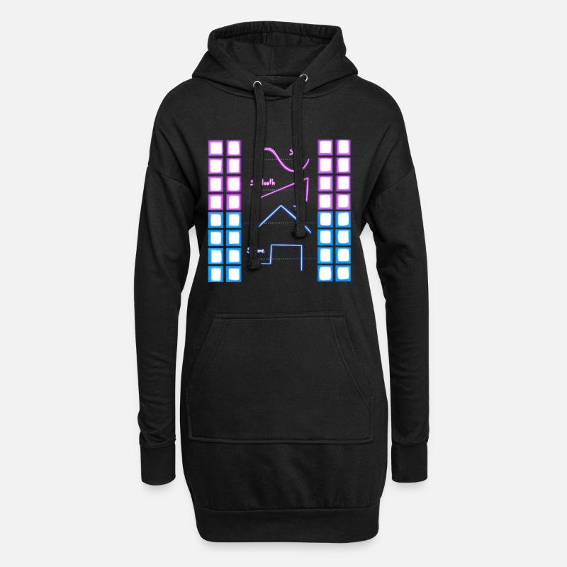 Synthesizer nerd analog audio waveform - Hoodie Dress - black