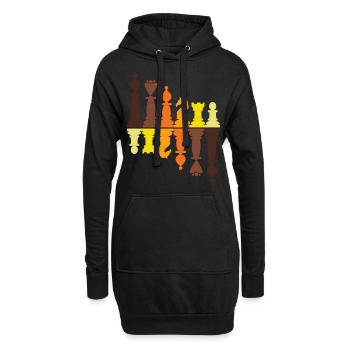 Vintage pièces d'échecs rétro roi reine pion tour - Sweat-shirt à capuche long Femme - noir - Devant