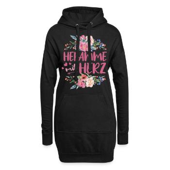 Hebamme mit Herz - Hoodie-Kleid - Schwarz - Vorne