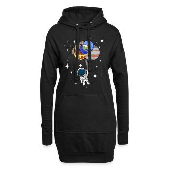 Astronaut Ballons Planeten Sterne Fliegen Nerd - Hoodie-Kleid - Schwarz - Vorne