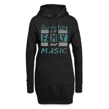Sunday is for family and Music Spruch - Sweat-shirt à capuche long Femme - noir - Devant