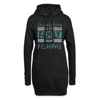 Sunday is for family and Fishing Spruch - Sweat-shirt à capuche long Femme - noir - Devant
