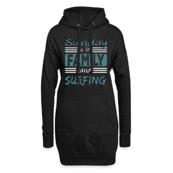 Sunday is for family and Surfing Spruch - Hoodie-Kleid - Schwarz - Vorne