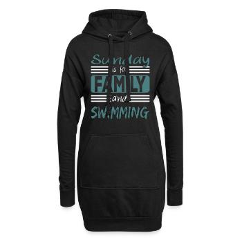 Le dimanche est pour la famille et Swimming Spruch - Sweat-shirt à capuche long Femme - noir - Devant