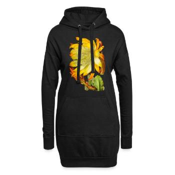 Fleur de cactus vintage, illustration victorienne - Sweat-shirt à capuche long Femme - noir - Devant
