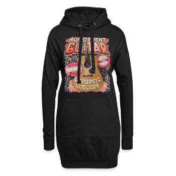 Akustische Gitarre, Gitarrenspieler Konzert Plakat - Hoodie-Kleid - Schwarz - Vorne