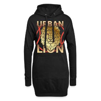 Drôle de Lion, Lion urbain, Lion d’or - Sweat-shirt à capuche long Femme - noir - Devant