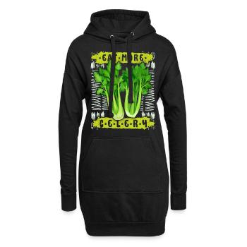 Sellerie, lustiger Spruch Eat-More-Celery - Hoodie-Kleid - Schwarz - Vorne