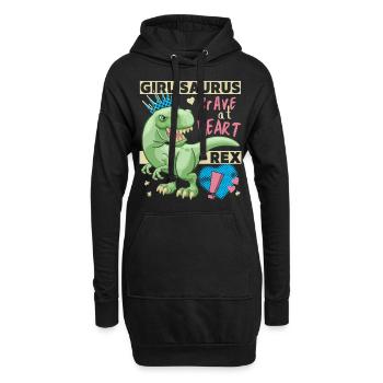 Fille dinosaure, fille dinosaure, drôle de dinosaure - Sweat-shirt à capuche long Femme - noir - Devant