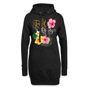 Fleurs tropicales, Tropical Darling, Calligraphie - Sweat-shirt à capuche long Femme - noir - Devant