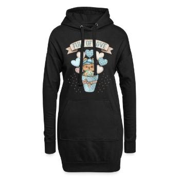 Motif bébé garçon, bébé ours, bébé ours en peluche - Sweat-shirt à capuche long Femme - noir - Devant