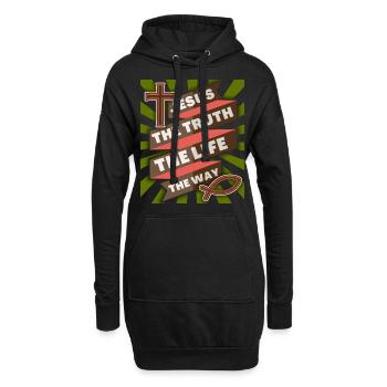 Jesus Christus Jesus-Spruch christliche Motivation - Hoodie-Kleid - Schwarz - Vorne