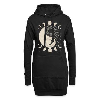 Yin und Yang kosmisch Yin-Yang-Mond-Sonne - Hoodie-Kleid - Schwarz - Vorne