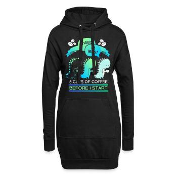Dinosaurier Kaffeetrinker, Kaffee lustiger Spruch - Hoodie-Kleid - Schwarz - Vorne