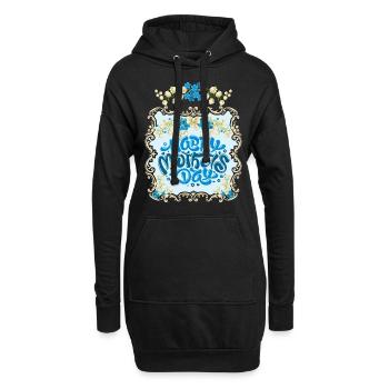 Fête des mères, fête des mères, muguet vintage - Sweat-shirt à capuche long Femme - noir - Devant