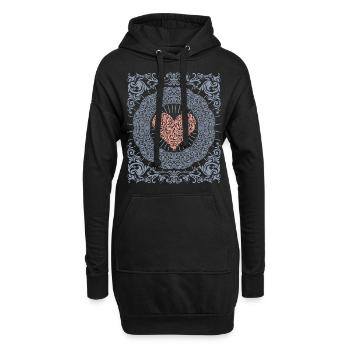 Herz-Ornament, romantisches Valentinstag-Motiv - Hoodie-Kleid - Schwarz - Vorne