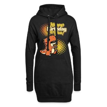 Dinosaure d’anniversaire, typographie de joyeux anniversaire - Sweat-shirt à capuche long Femme - noir - Devant