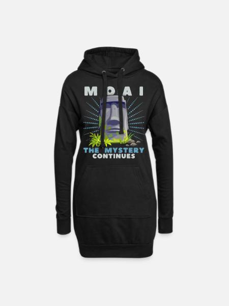 Moai, Steinköpfe, Osterinsel Rapa-Nui - Hoodie-Kleid - Schwarz