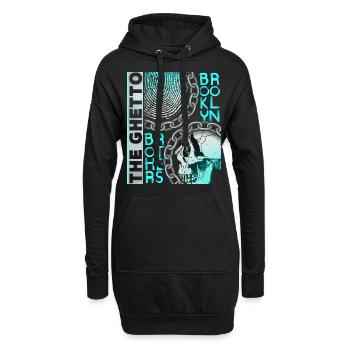 Vintage-Design New York Brooklyn mit Totenkopf - Hoodie-Kleid - Schwarz - Vorne