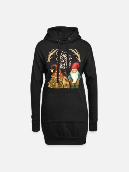 Gnom-Zwerg, Zwergenhaus, Märchen mit Zwergen - Hoodie-Kleid - Schwarz