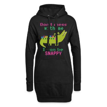 Krokodil-Crocodile, lustiger Spruch, Pun - Hoodie-Kleid - Schwarz - Vorne