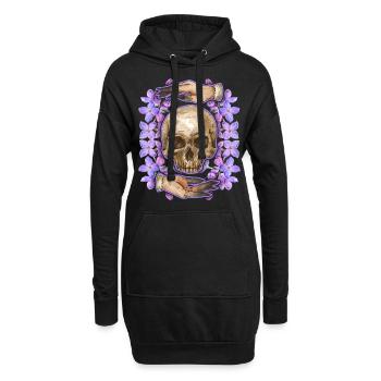Dia-De-Los-Muertos, Crâne de sucre, Crâne, Crâne - Sweat-shirt à capuche long Femme - noir - Devant