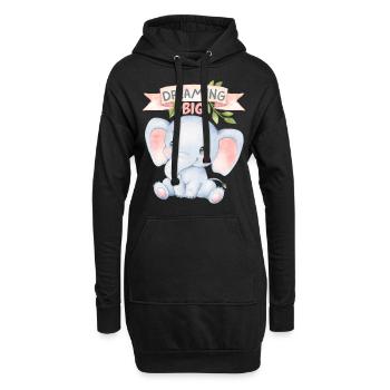 Kleiner Elefant, lustiger Spruch Dreaming Big - Hoodie-Kleid - Schwarz - Vorne