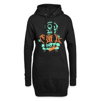 École, frustration scolaire, drôle de dire style graffiti - Sweat-shirt à capuche long Femme - noir - Devant