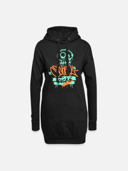 Schule, Schulfrust, lustiger Spruch Graffiti-Stil - Hoodie-Kleid - Schwarz