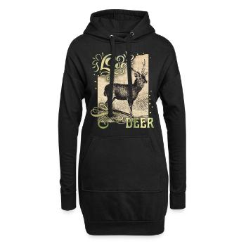 Cerf vintage, cerf d’amour, dire - Sweat-shirt à capuche long Femme - noir - Devant