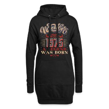 1975, anniversaire, novembre 1975, 11.1975, 11-1975 - Sweat-shirt à capuche long Femme - noir - Devant
