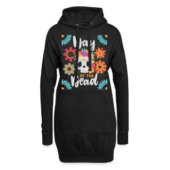 Jour des morts, Crâne de sucre - Sweat-shirt à capuche long Femme - noir - Devant