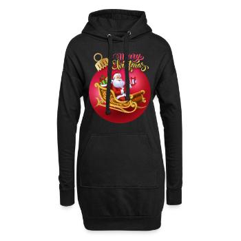 Merry Christmas Kalligrafie, Weihnachtsmann - Hoodie-Kleid - Schwarz - Vorne