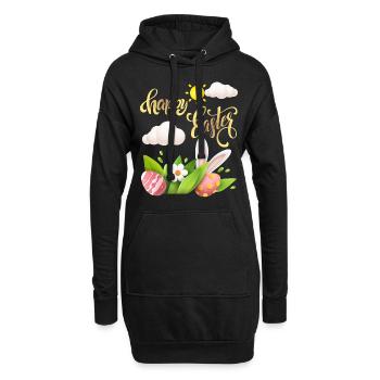 Calligraphie joyeuse-pascale, oeuf de Pâques, joyeuses Pâques - Sweat-shirt à capuche long Femme - noir - Devant