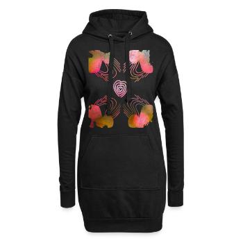 Valentinstag, Herz, Wedding, Hochzeit, romantisch - Hoodie-Kleid - Schwarz - Vorne