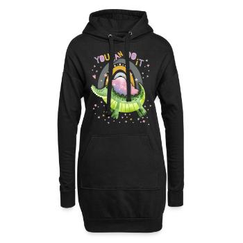 Lustiges-Krokodil Motivationsspruch mit Regenbogen - Hoodie-Kleid - Schwarz - Vorne