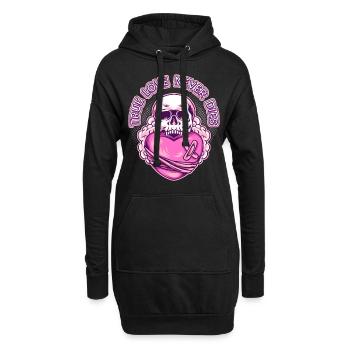 Totenkopf und Herz, Valentinstag lustiger Spruch - Hoodie-Kleid - Schwarz - Vorne
