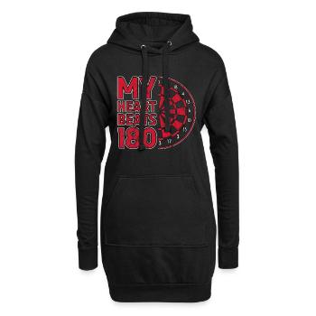 Mon cœur bat 180 fléchettes - Sweat-shirt à capuche long Femme - noir - Devant