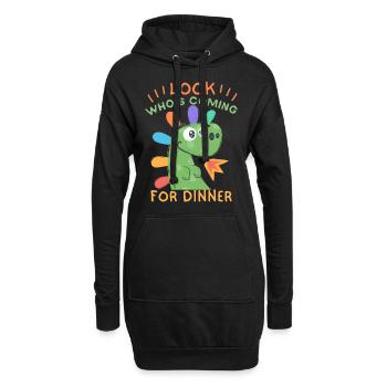Lustiger Dinosaurier Einladung zum Abendessen - Hoodie-Kleid - Schwarz - Vorne