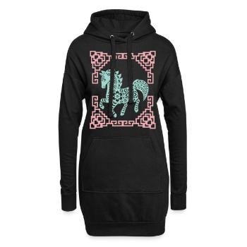 Jahr des Pferdes, Chinesisches Horoskop China - Hoodie-Kleid - Schwarz - Vorne