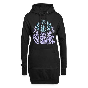 Streetart, Urban-Graffiti, Graffiti-Grunge - Hoodie-Kleid - Schwarz - Vorne