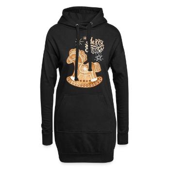Gingerbread Cheval gingerbread-cheval Noël - Sweat-shirt à capuche long Femme - noir - Devant
