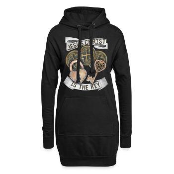 Croix du Christ, Jésus-Christ Clé de verrouillage - Sweat-shirt à capuche long Femme - noir - Devant