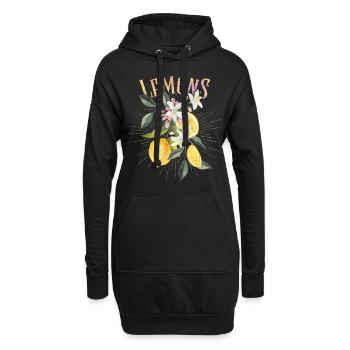 Zitrone, botanische Illustration, Zitronenblüten - Hoodie-Kleid - Schwarz - Vorne
