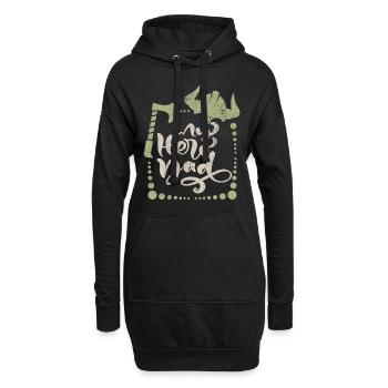 Dicton de la fête des pères vikings avec casque et hache vikings - Sweat-shirt à capuche long Femme - noir - Devant